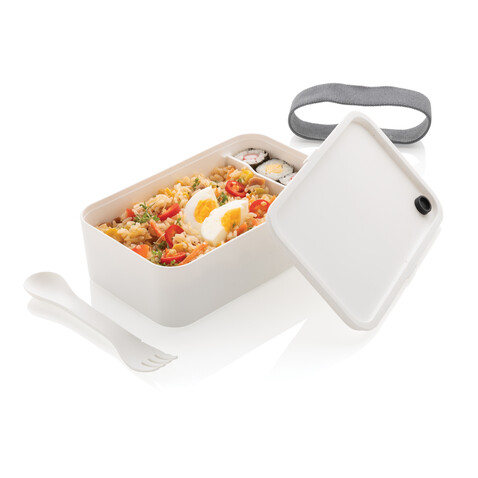 PP Lunchbox mit Göffel weiß bedrucken, Art.-Nr. P269.593