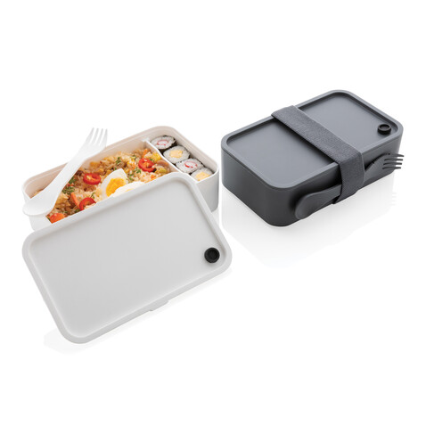 PP Lunchbox mit Göffel weiß bedrucken, Art.-Nr. P269.593