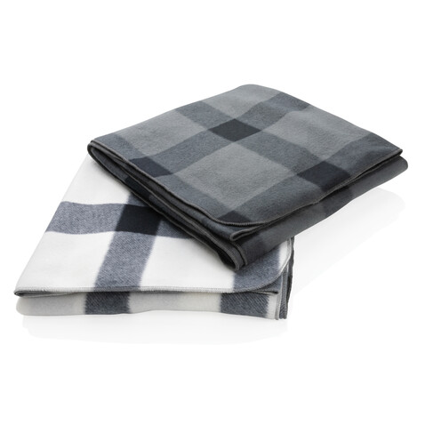 Weiche karierte Fleece-Decke anthrazit bedrucken, Art.-Nr. P459.052