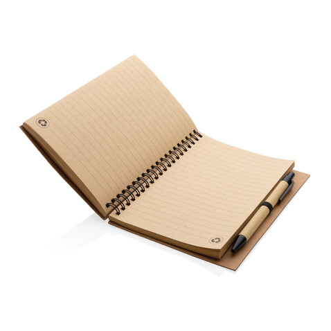 Kork Spiral-Notizbuch mit Stift schwarz bedrucken, Art.-Nr. P774.271