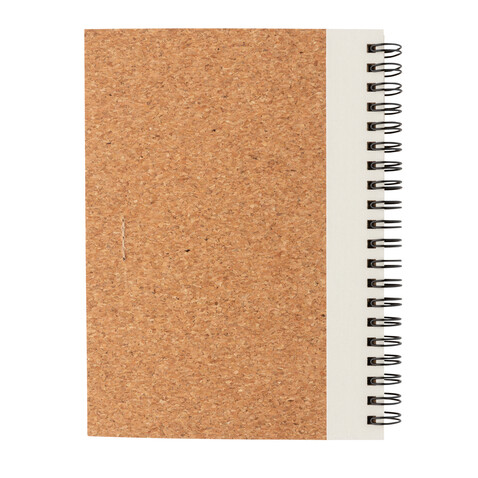 Kork Spiral-Notizbuch mit Stift weiß bedrucken, Art.-Nr. P774.273