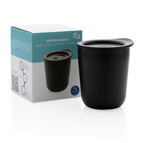 Antimikrobieller Kaffeebecher im klassischen Design schwarz bedrucken, Art.-Nr. P432.091