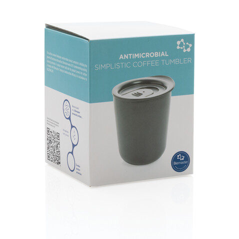 Antimikrobieller Kaffeebecher im klassischen Design grau bedrucken, Art.-Nr. P432.092