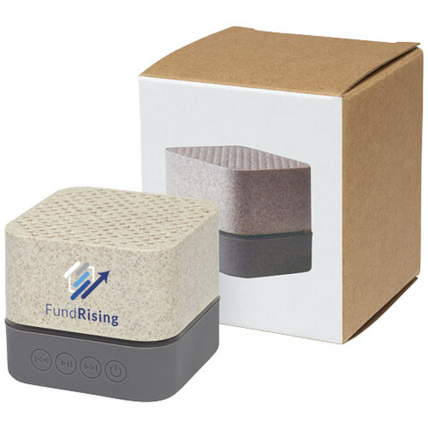 Aira Bluetooth®-Lautsprecher aus Weizenstroh, beige bedrucken, Art.-Nr. 12413902