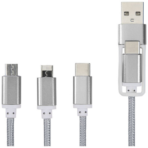 Versatile 5-in-1-Ladekabel, silber bedrucken, Art.-Nr. 12418081