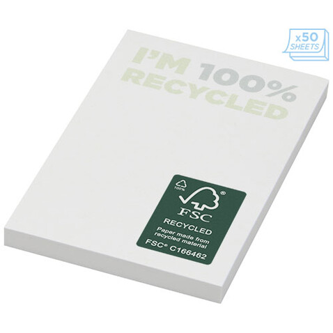 Sticky-Mate® recycelte Haftnotizen 50 x 75 mm, weiss bedrucken, Art.-Nr. 21285011