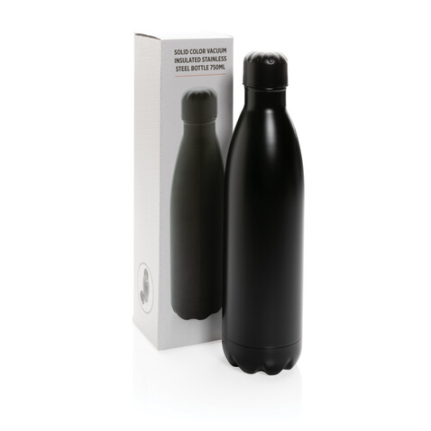 Solid Color Vakuum Stainless-Steel Flasche 750ml schwarz bedrucken, Art.-Nr. P436.931