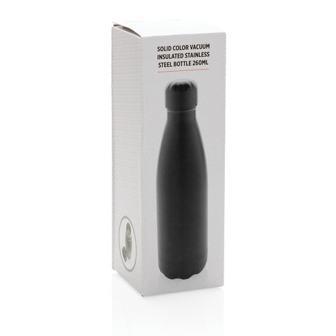 Solid Color Vakuum Stainless-Steel Flasche 260ml schwarz bedrucken, Art.-Nr. P436.961