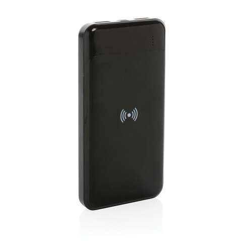 Wireless Powerbank aus RCS Standard recyceltem Kunststoff schwarz bedrucken, Art.-Nr. P322.671