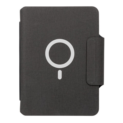 Artic magnetisches 10W Wireless Charging Notizbuch schwarz bedrucken, Art.-Nr. P774.312