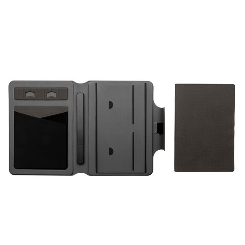Artic magnetisches 10W Wireless Charging Notizbuch schwarz bedrucken, Art.-Nr. P774.312