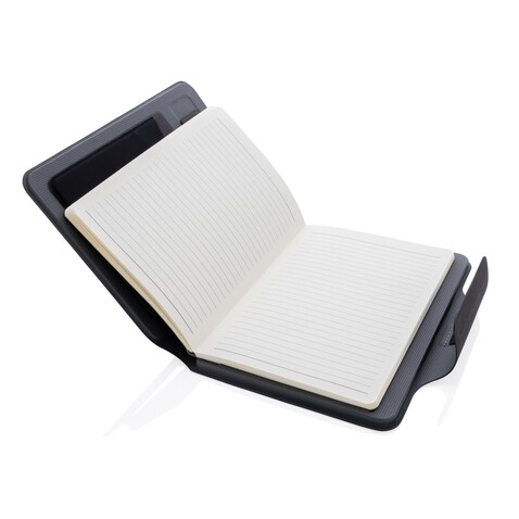 Artic magnetisches 10W Wireless Charging Notizbuch schwarz bedrucken, Art.-Nr. P774.312