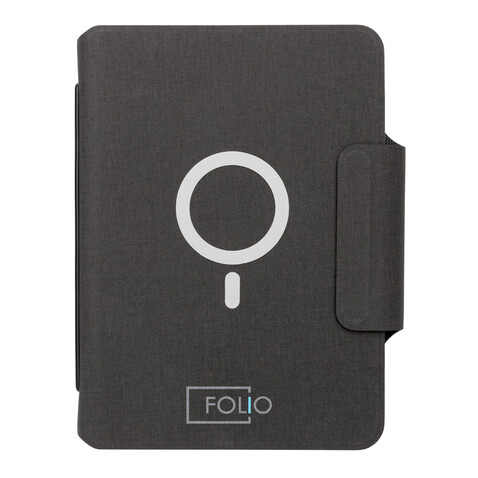 Artic magnetisches 10W Wireless Charging Notizbuch schwarz bedrucken, Art.-Nr. P774.312