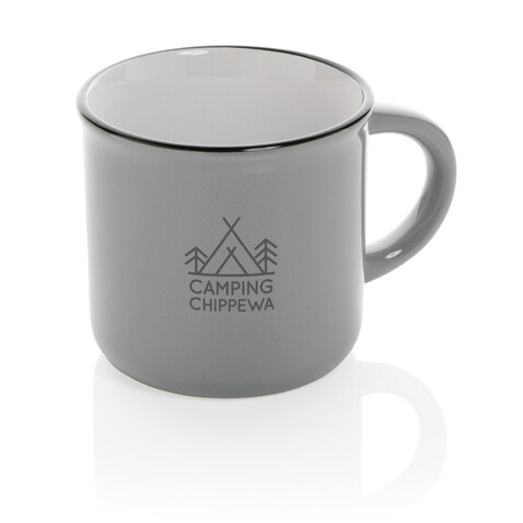 Vintage Keramiktasse, 280ml grau bedrucken, Art.-Nr. P434.032