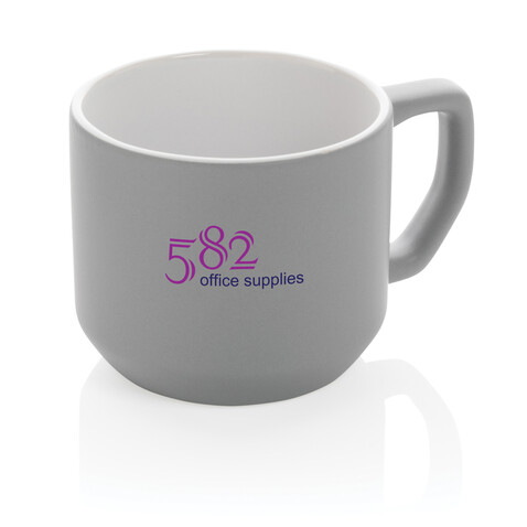 Moderne Keramiktasse, 350ml grau bedrucken, Art.-Nr. P434.042