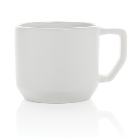 Moderne Keramiktasse, 350ml weiß, weiß bedrucken, Art.-Nr. P434.043