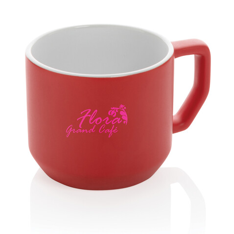 Moderne Keramiktasse, 350ml rot bedrucken, Art.-Nr. P434.044