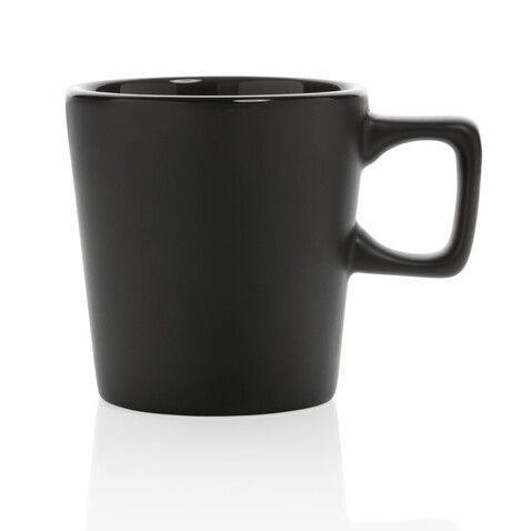 Moderne Keramik Kaffeetasse, 300ml schwarz, schwarz bedrucken, Art.-Nr. P434.051