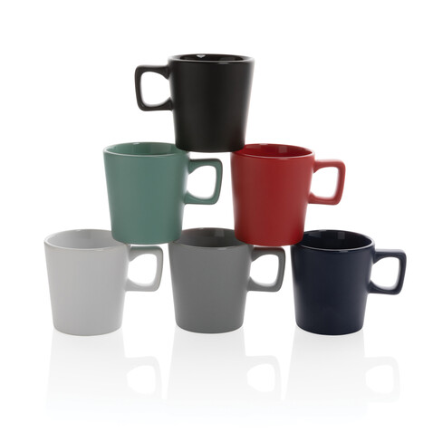 Moderne Keramik Kaffeetasse, 300ml schwarz, schwarz bedrucken, Art.-Nr. P434.051