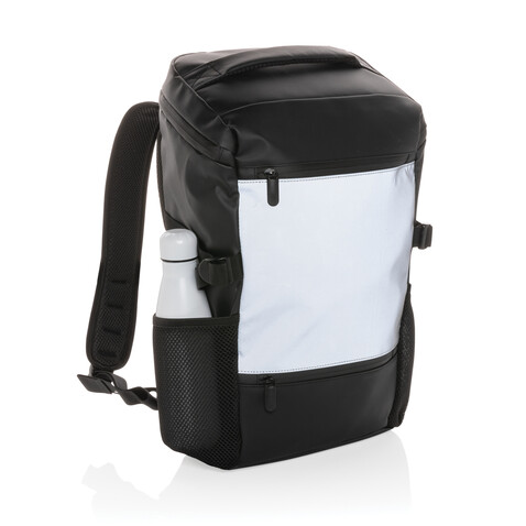 PU-Easy-Access High-Visibility 15.6&quot; Laptop-Rucksack schwarz bedrucken, Art.-Nr. P762.721