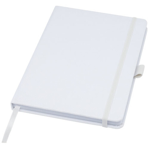 Honua A5 Notizbuch aus recyceltem Papier mit Cover aus recyceltem PET, weiss bedrucken, Art.-Nr. 10776301