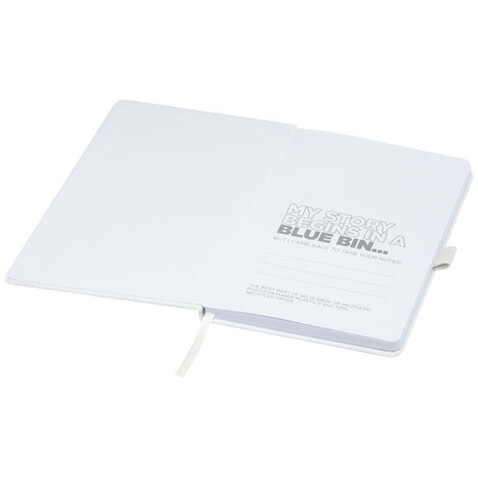 Honua A5 Notizbuch aus recyceltem Papier mit Cover aus recyceltem PET, weiss bedrucken, Art.-Nr. 10776301