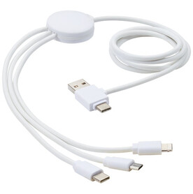 Pure 5-in-1-Ladekabel, antimikrobiell, weiss bedrucken, Art.-Nr. 12418401