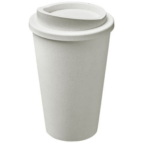Americano® recycelter isolierter 350 ml Becher, weiss, schwarz bedrucken, Art.-Nr. 21069101