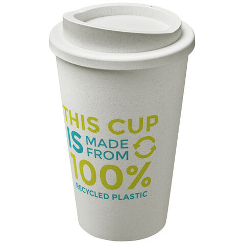 Americano® recycelter isolierter 350 ml Becher, weiss, schwarz bedrucken, Art.-Nr. 21069101