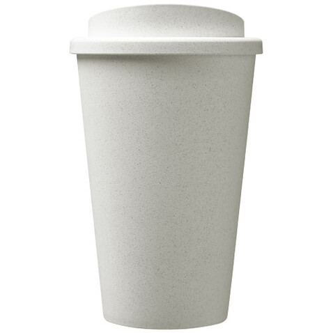 Americano® recycelter isolierter 350 ml Becher, weiss, schwarz bedrucken, Art.-Nr. 21069101