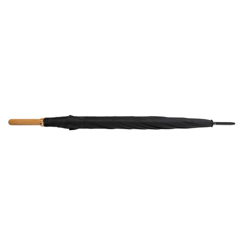 27&quot; Impact AWARE™ RPET 190T Auto-Open Bambus-Schirm schwarz bedrucken, Art.-Nr. P850.661