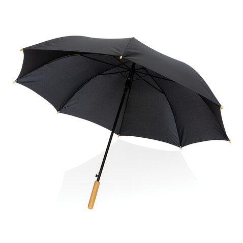27&quot; Impact AWARE™ RPET 190T Auto-Open Bambus-Schirm schwarz bedrucken, Art.-Nr. P850.661