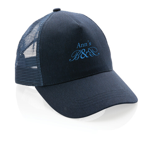 Impact AWARE™ 190gr Brushed rCotton 5 Panel Trucker-Cap navy blau bedrucken, Art.-Nr. P453.359 Impact AWARE™ 190gr Brushed rCotton 5 Panel Trucker-Cap navy blau bedrucken, Art.-Nr. P453.359