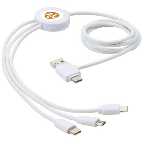 Pure 5-in-1-Ladekabel, antimikrobiell, weiss bedrucken, Art.-Nr. 12418401