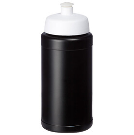 Baseline Recycelte Sportflasche, 500 ml, schwarz, weiss bedrucken, Art.-Nr. 21044401