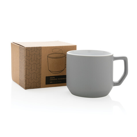 Moderne Keramiktasse, 350ml grau bedrucken, Art.-Nr. P434.042