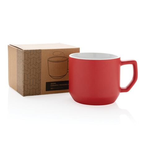 Moderne Keramiktasse, 350ml rot bedrucken, Art.-Nr. P434.044