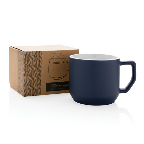 Moderne Keramiktasse, 350ml navy blau bedrucken, Art.-Nr. P434.045