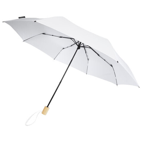 Birgit 21&#039;&#039; faltbarer winddichter Regenschirm aus recyceltem PET, weiss bedrucken, Art.-Nr. 10914501