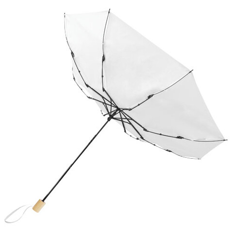 Birgit 21&#039;&#039; faltbarer winddichter Regenschirm aus recyceltem PET, weiss bedrucken, Art.-Nr. 10914501