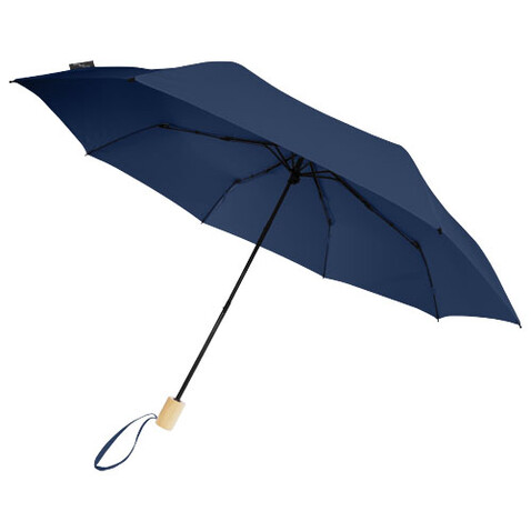 Birgit 21&#039;&#039; faltbarer winddichter Regenschirm aus recyceltem PET, navy bedrucken, Art.-Nr. 10914555