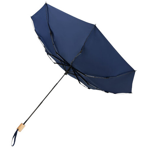 Birgit 21&#039;&#039; faltbarer winddichter Regenschirm aus recyceltem PET, navy bedrucken, Art.-Nr. 10914555