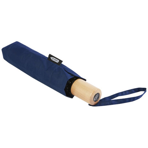 Birgit 21&#039;&#039; faltbarer winddichter Regenschirm aus recyceltem PET, navy bedrucken, Art.-Nr. 10914555