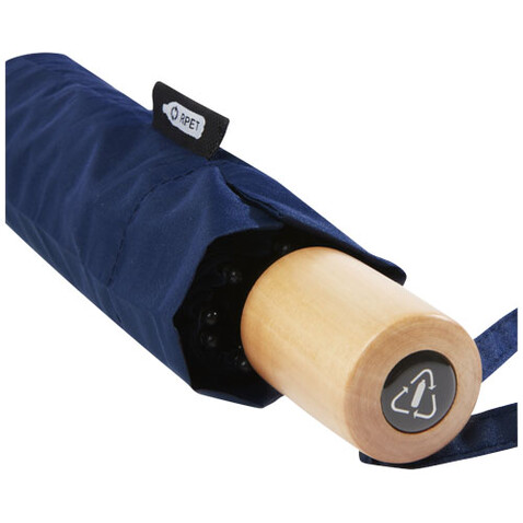 Birgit 21&#039;&#039; faltbarer winddichter Regenschirm aus recyceltem PET, navy bedrucken, Art.-Nr. 10914555