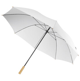 Romee 30&amp;#039;&amp;#039; windbeständiger Golfschirm aus recyceltem PET, weiss bedrucken, Art.-Nr. 10940901