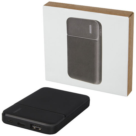 Loop 5000 mAh Powerbank aus recyceltem Kunststoff, schwarz bedrucken, Art.-Nr. 12420290