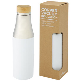 Hulan 540 ml Kupfer-Vakuum Isolierflasche mit Bambusdeckel, weiss bedrucken, Art.-Nr. 10066701 Hulan 540 ml Kupfer-Vakuum Isolierflasche mit Bambusdeckel, weiss bedrucken, Art.-Nr. 10066701