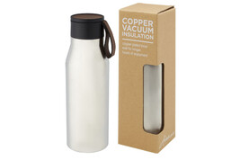 Ljungan 500 ml Kupfer-Vakuum Isolierflasche mit PU Kunststoffband und Deckel bedrucken, Art.-Nr. 100668