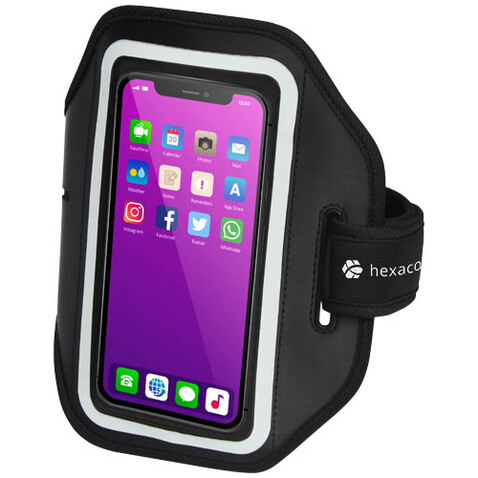 Haile reflektierendes Smartphone Armband mit transparenter Abdeckung, schwarz bedrucken, Art.-Nr. 12500090