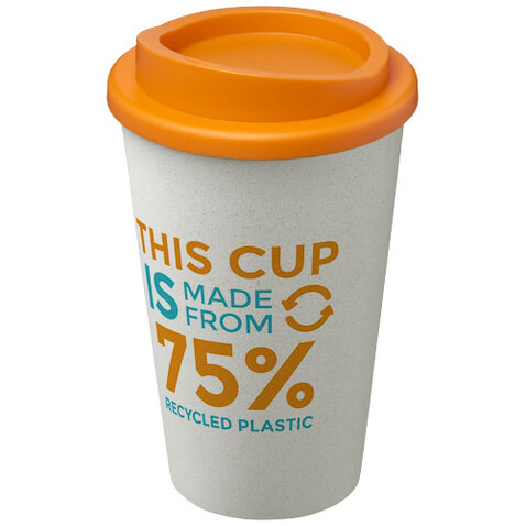 Americano® Eco 350 ml recycelter Becher, weiss, orange bedrucken, Art.-Nr. 21042215 Americano® Eco 350 ml recycelter Becher, weiss, orange bedrucken, Art.-Nr. 21042215